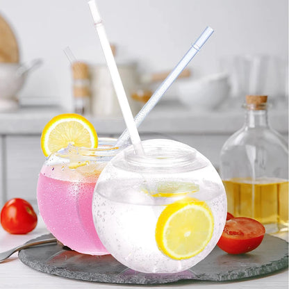 Fish Bowls for Drinks with Lids and Straws 22 oz Fishbowl Cups Clear Plastic Fish Bowls Reusable Fish Bowl Drink Cups Spherical